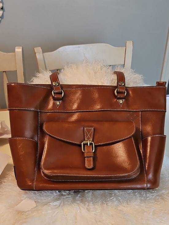 Patricia Nash Handbags - Patricia Nash Brown Leather Tote with Front Pocket
